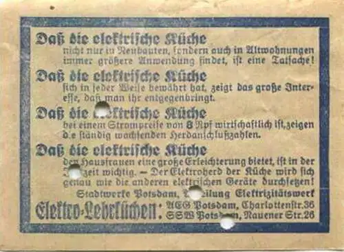 Deutschland - Potsdam - Stadtwerke Potsdam - Abt. Verkehrsbetriebe - Fahrschein 25Rpf. 5-6 Teilstrecken - rückseitig Wer