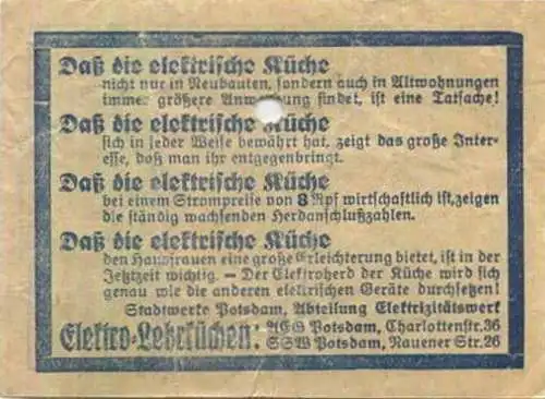 Deutschland - Potsdam - Stadtwerke Potsdam - Abt. Verkehrsbetriebe - Fahrschein 25Rpf. 5-6 Teilstrecken - rückseitig Wer