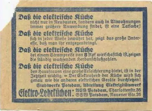 Deutschland - Potsdam - Stadtwerke Potsdam - Abt. Verkehrsbetriebe - Fahrschein 25Rpf. 5-6 Teilstrecken - rückseitig Wer