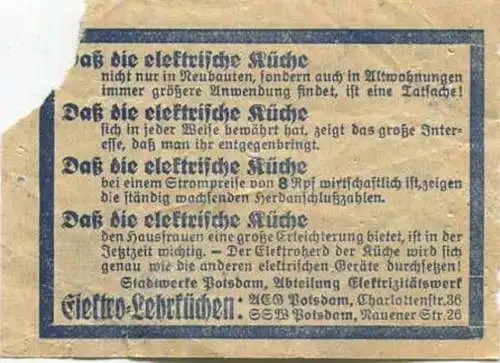 Deutschland - Potsdam - Stadtwerke Potsdam - Abt. Verkehrsbetriebe - Fahrschein 25Rpf. 5-6 Teilstrecken - rückseitig Wer