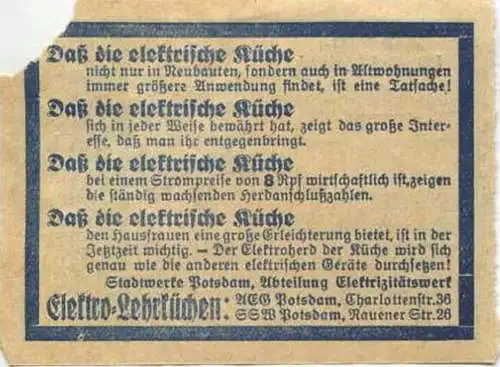 Deutschland - Potsdam - Stadtwerke Potsdam - Abt. Verkehrsbetriebe - Fahrschein 25Rpf. 5-6 Teilstrecken - rückseitig Wer