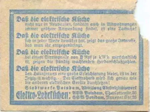 Deutschland - Potsdam - Stadtwerke Potsdam - Abt. Verkehrsbetriebe - Fahrschein 25Rpf. 5-6 Teilstrecken - rückseitig Wer