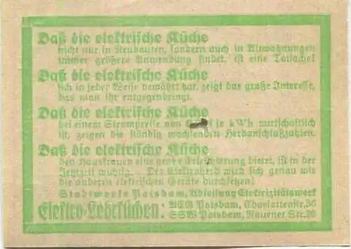 Deutschland - Potsdam - Stadtwerke Potsdam - Abt. Verkehrsbetriebe - Fahrschein 15Rpf. 1-2 Teilstrecken - rückseitig Wer