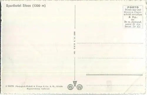 Stoos - Sporthotel - Foto-Ansichtskarte - Verlag Photoglob-Wehrli & Vouga & Co. AG Zürich