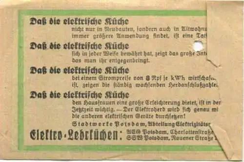 Deutschland - Fahrkarte - Potsdam - Stadtwerke Potsdam - Abt. Verkehrsbetriebe - Fahrschein 15Rpf. 1-2 Teilstrecken