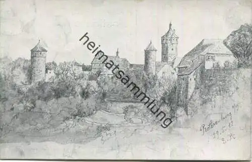 Rothenburg ob der Tauber - Künstlerkarte - Rückseite beschrieben