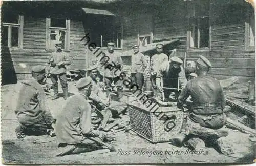 Russische Kriegsgefangene bei der Arbeit - Feldpost - gel. 1917