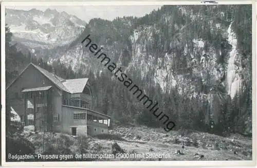 Badgastein-Prossau gegen die Hölltorspitzen mit Schleierfall - Foto-Ansichtskarte - Hochland Kunstdruckkarte