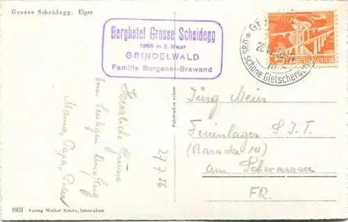 Grosse Scheidegg - Foto-AK - Verlag Walter Schild Interlaken gel. 1956