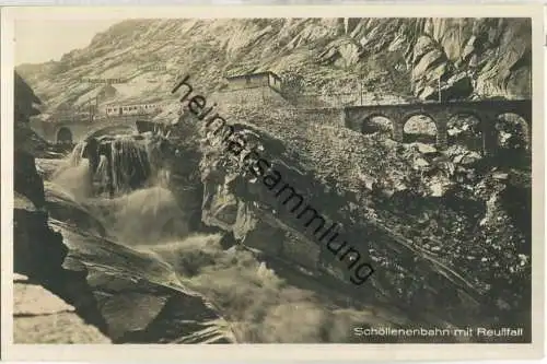 Schöllenenbahn mit Reussfall - Foto-Ansichtskarte - Edition Photoglob Zürich