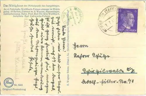 Das Wittighaus Smedava im Isergebirge an der Passstrasse Weissbach-Polaun- Verlag E. Wagner Söhne Zittau