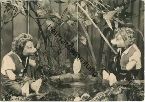 Zwei Igel beim Angeln - Verlag H. Sander Berlin 1963