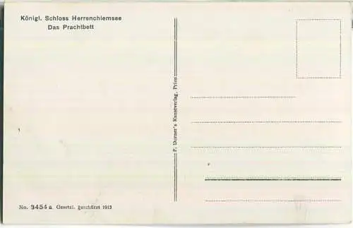 Königliches Schloss Herrenchiemsee - das Prachtbett - F. Durner's Kunstverlag Prien 1913