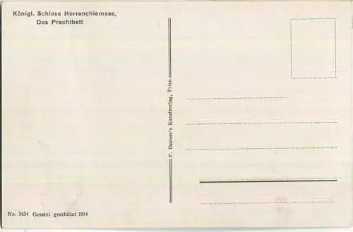 Königliches Schloss Herrenchiemsee - das Prachtbett - F. Durner's Kunstverlag Prien 1914