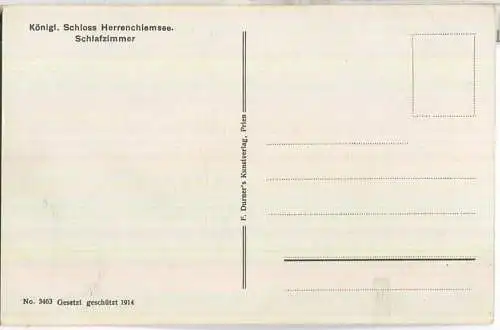 Königliches Schloss Herrenchiemsee - Schlafzimmer - F. Durner's Kunstverlag Prien 1914