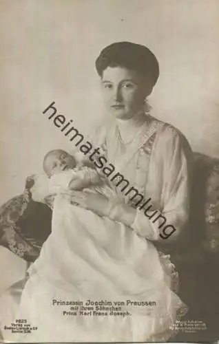 Preussen - Prinzessin Joachim von Preussen mit Sohn Prinz Karl Franz Joseph - Phot. Niederastroth - Verlag Gustav Liersc