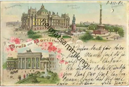 Gruss aus Berlin - Reichstagsgebäude - Brandenburger Tor - Durchscheinkarte - Verlag W. Hagelberg Akt. Ges. Berlin