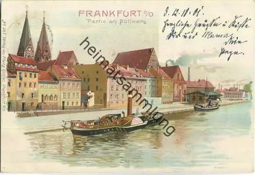 Frankfurt/Oder - Partie am Bollwerk - Frachtschiff Die Oder - Verlag Franz Köhler Frankfurt/Oder