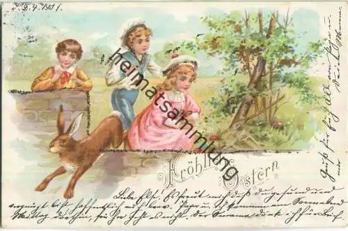 Fröhliche Ostern - Hase - Kinder - Ostereier