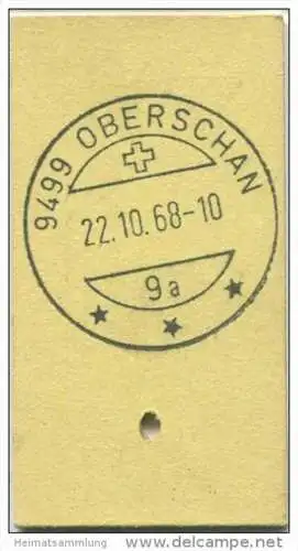Schweiz - Schweizerische PTT-Betriebe - Oberschan Trübbach SBB - 1968 Fahrkarte Fr. 1.-
