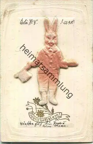 Fröhliche Ostern - Samt Hase aufgeklebt - geprägt