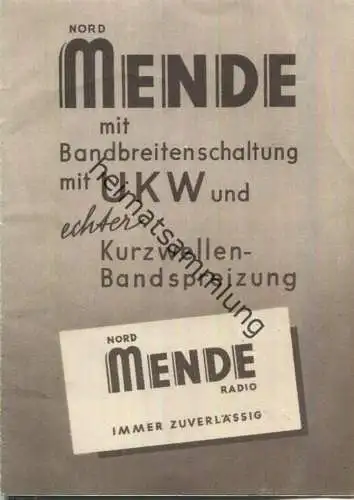 Nordmende Radio 50er Jahre - Faltblatt mit 5 Abbildungen