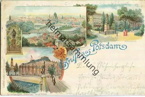 Gruss aus Potsdam - Panorama vom Brauhausberge - Wilhelmsplatz - Verlag Hof-Lith. Robert Müller Potsdam