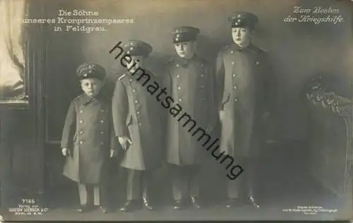 Preussen - Die Söhne unseres Kronprinzenpaares in Feldgrau - Zum Besten der Kriegshilfe - Phot. W. Niederastroth Potsdam