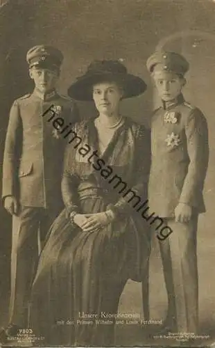Preussen - Unsere Kronprinzessin mit den Prinzen Wilhelm und Louis Ferdinand - Phot. Niederastroth Potsdam - Verlag Gust