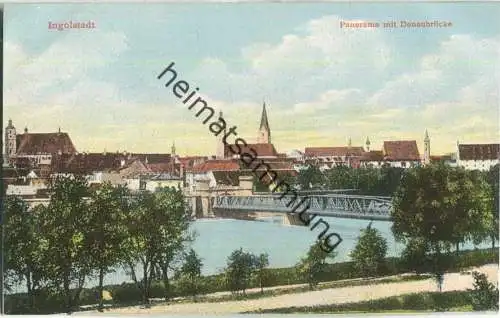 Ingolstadt - Panorama mit Donaubrücke - Verlag B. Lehrburger Nürnberg