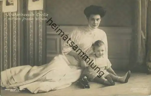 Preussen - Kronprinzessin Cecilie mit dem Prinzen Wilhelm - Phot. E. Bieber Berlin - Verlag Gustav Liersch Berlin 1908