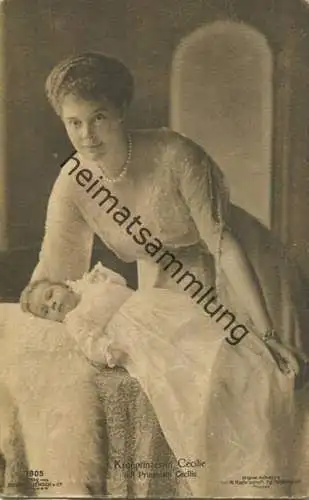 Preussen - Kronprinzessin Cecilie mit Prinzessin Cecilie - Phot. Niederastroth Potsdam - Verlag Gustav Liersch Berlin -