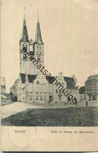 Stendal - Markt mit Rathaus und Marienkirche - Verlag Reinicke & Rubin Magdeburg 1905