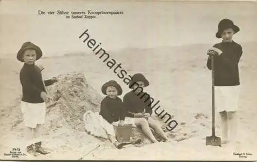 Preussen - Die vier Söhne unseres Kronprinzenpaares im Seebad Zoppot - Phot. Gottheil & Sohn Danzig - Verlag Gustav Lier