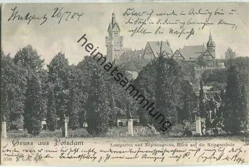 Gruss aus Potsdam - Lustgarten und Neptungrotte - Blick auf die Kriegsschule - Verlag A. R. L. in P.