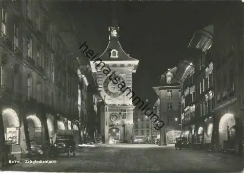 Bern - Zeitglockenturm bei Nacht - Foto-AK Grossformat - Verlag Photoglob Wehrli Zürich gel. 1950