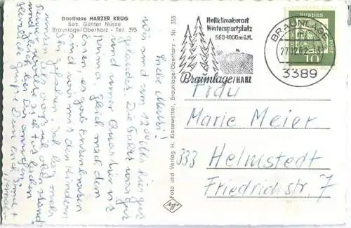 Braunlage - Harzer Krug - Besitzer Günter Nüsse - Verlag H. Kiesewetter Braunlage