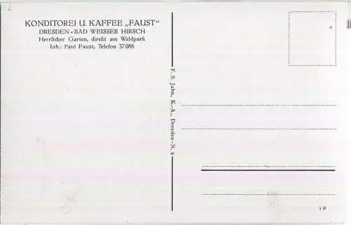 Bad Weisser Hirsch - Konditorei und Kaffee Faust - Inhaber Paul Faust - Verlag F. S. Jahn KA Dresden