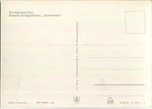 Wernigerode - Konsum-Großgaststätte Storchmühle - Verlag E. Riehn Wernigerode