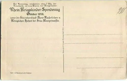 Rheinischer Kriegskinder-Spendentag Oktober 1916 - Kronprinzessin Cecilie Prinzessin Alexandrine