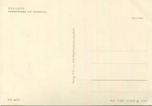 Dresden - Loschwitzbrücke mit Fernsehturm - Dampfer Ernst Thälmann - Foto-AK Grossformat - Verlag Görtz Bad Frankenhause
