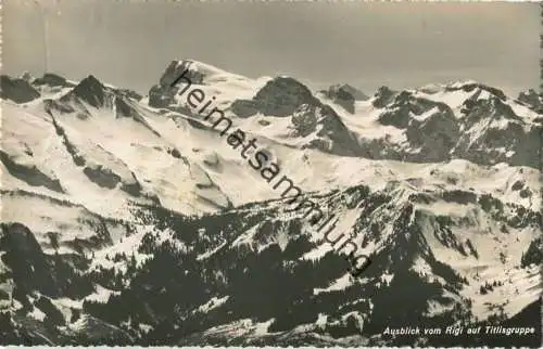 Ausblick vom Rigi auf Titlisgruppe - Foto-AK - Verlag Globetrotter Luzern gel. 1956