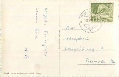 Ausblick vom Rigi auf Titlisgruppe - Foto-AK - Verlag Globetrotter Luzern gel. 1956
