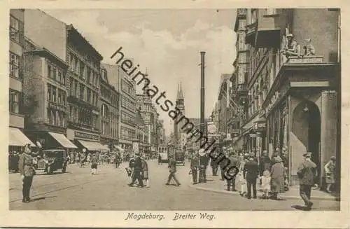 Magdeburg - Breiter Weg Ecke Alter Markt - Hirte-Kaffee - Strassenbahn Nr. 2 - Verlag M. Wentzlau Magdeburg