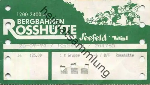 Österreich - Bergbahnen Rosshütte Seefeld - Fahrkarte 1994