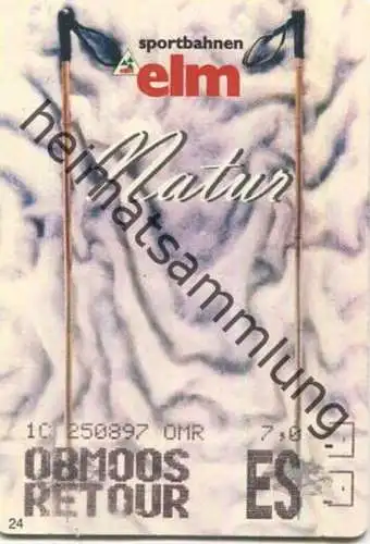 Schweiz - Sportbahnen Elm - Fahrkarte Obmoos retour 1997