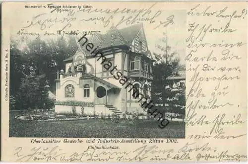 Zittau - Oberlausitzer Gewerbe- und Industrie-Ausstellung 1902 - Einfamilienhaus - Bauentwurf von Architekt Schliesser