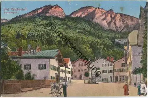 Bad Reichenhall - Floriansplatz - Eselkarren - Verlag B. Lehrburger Nürnberg