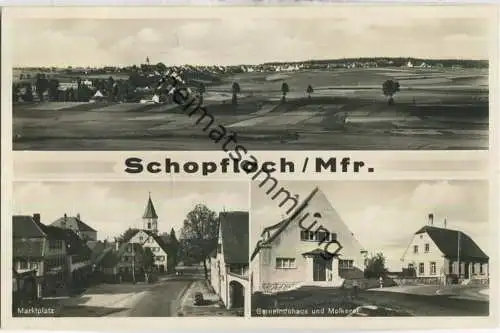 Schopfloch - Marktplatz - Gemeindehaus und Molkerei - Verlag F. H. Dennerlein Nürnberg
