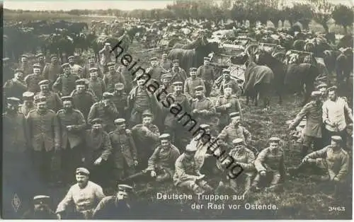 Belgien - Deutsche Truppen auf der Rast vor Ostende - Verlag Verlag PFB Photo Union Berlin SW 11 Nr. 3463